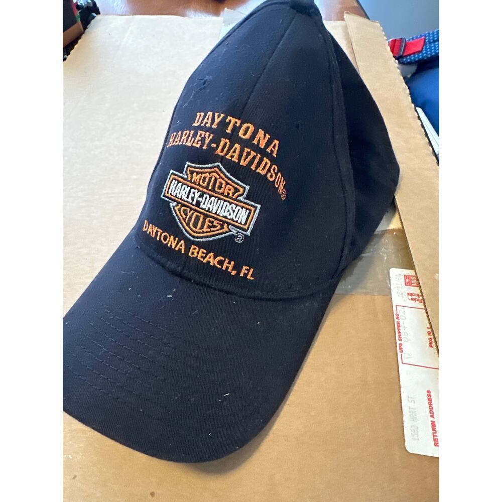 Harley-Davidson Daytona Beach FL Embroidered Baseball Cap Hat Black L/XL
